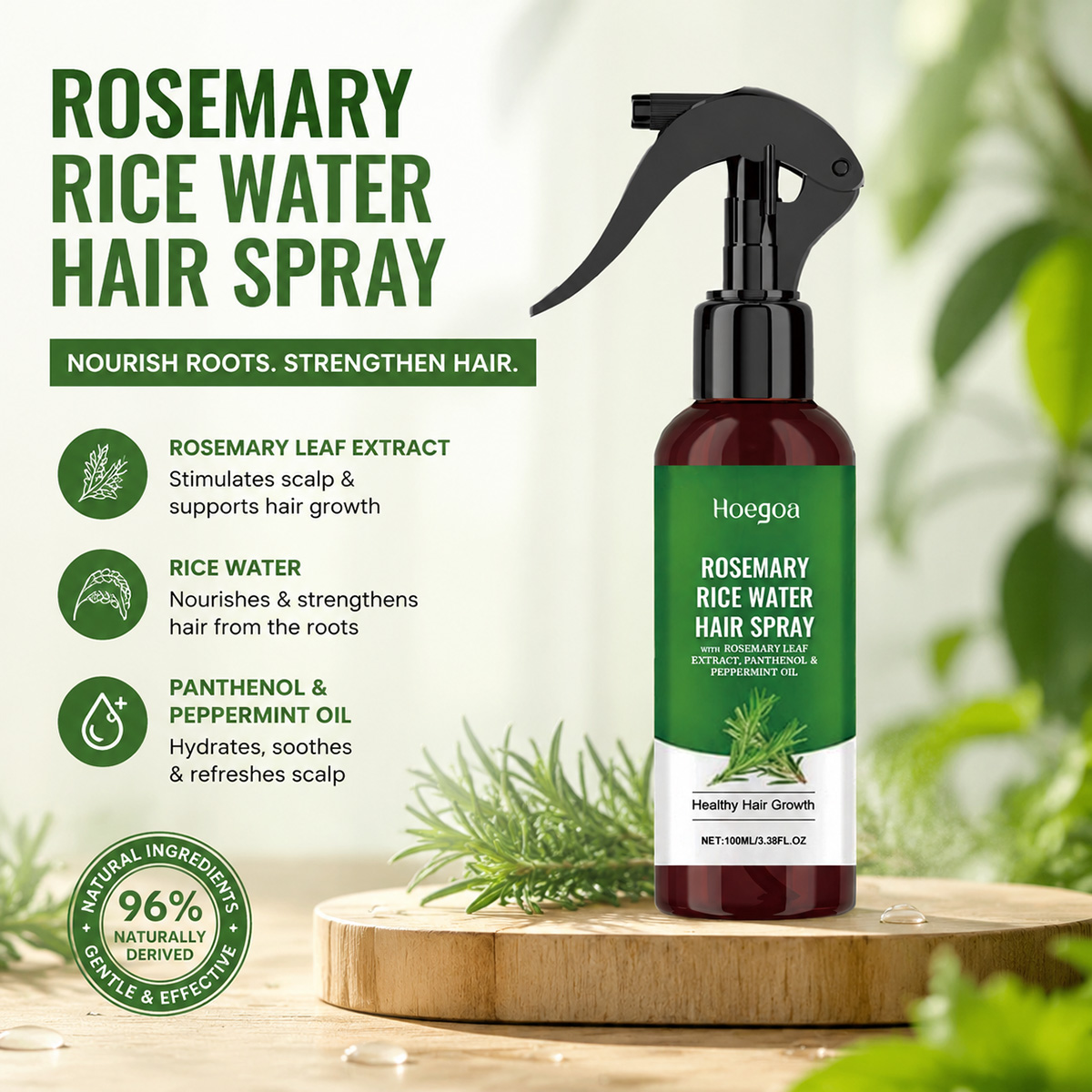 Hair Care With Rice Water - สเปรย์น้ำข้าวโรสแมรี่ผสมสารสกัดโรสแมรี่ ช่วยบำรุงเส้นผมให้แข็งแรง ลดการหลุดร่วง บำรุงหนังศีรษะ ดูแลเส้นผมทุกวัน