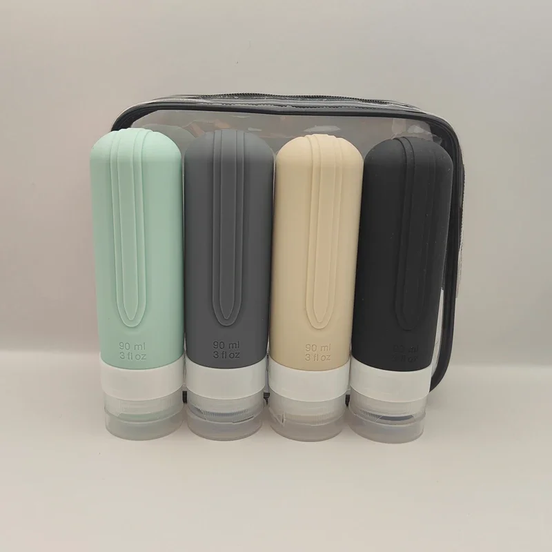 Dry Shampoo Travel - 4 ชิ้น/เซ็ตซิลิโคนรีฟิลขวดสําหรับอุปกรณ์อาบน้ํา Leak PROOF Refill Travel
