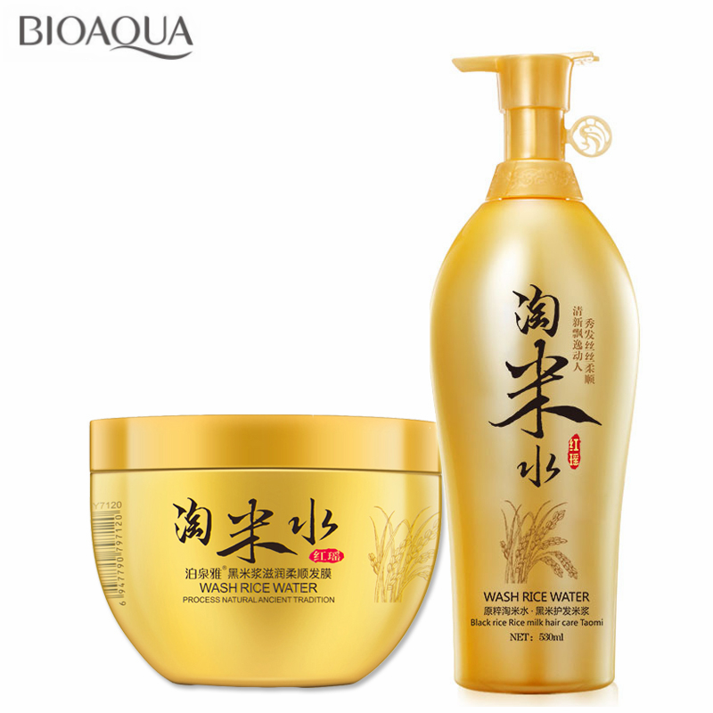 Hair Care With Rice Water - ชุดดูแลเส้นผมที่เสียหายจากการล้างด้วยน้ำแบบดั้งเดิมแชมพูขจัดรังแค500มล. + น้ำยาล้างน้ำข้าว500มล.