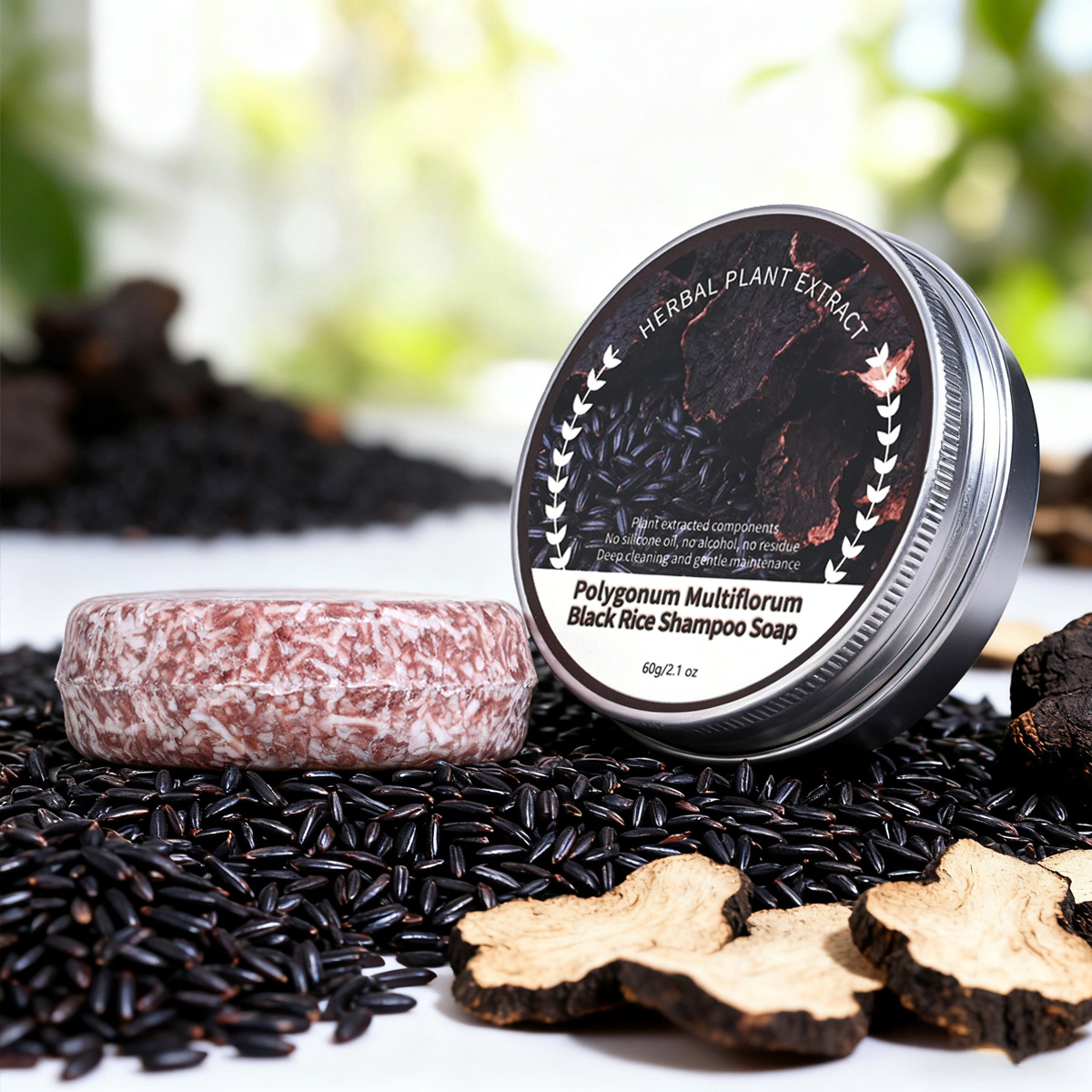 Hair Care With Rice Water - แชมพูและสบู่บำรุงผมจากพืชธรรมชาติ โพลิโกนัม มัลติฟลอรัม ออร์แกนิค น้ำซาวข้าว สบู่แชมพูแบบก้อน