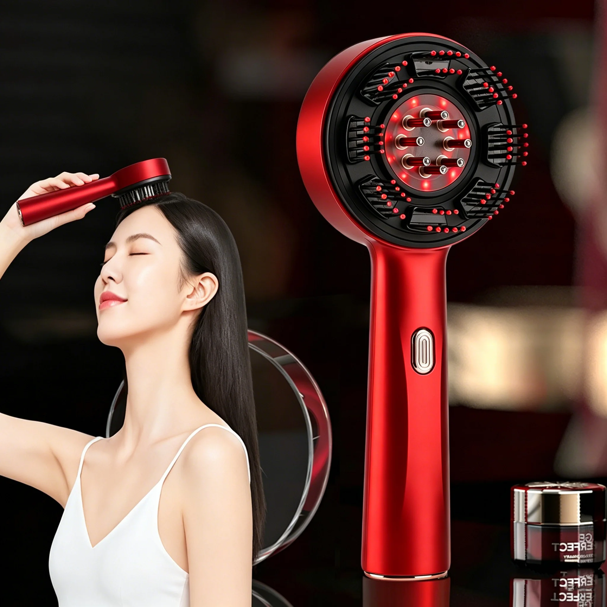 Hair Growth Serum Oil - หวีนวดไฟฟ้าแบบพกพา หวีกระตุ้นรูขุมขน ที่ทาออยล์บำรุงหนังศีรษะ เครื่องนวดศีรษะระบบสั่น ช่วยเร่งการเจริญเติบโตของเส้นผม ป้องกันผมร่วง