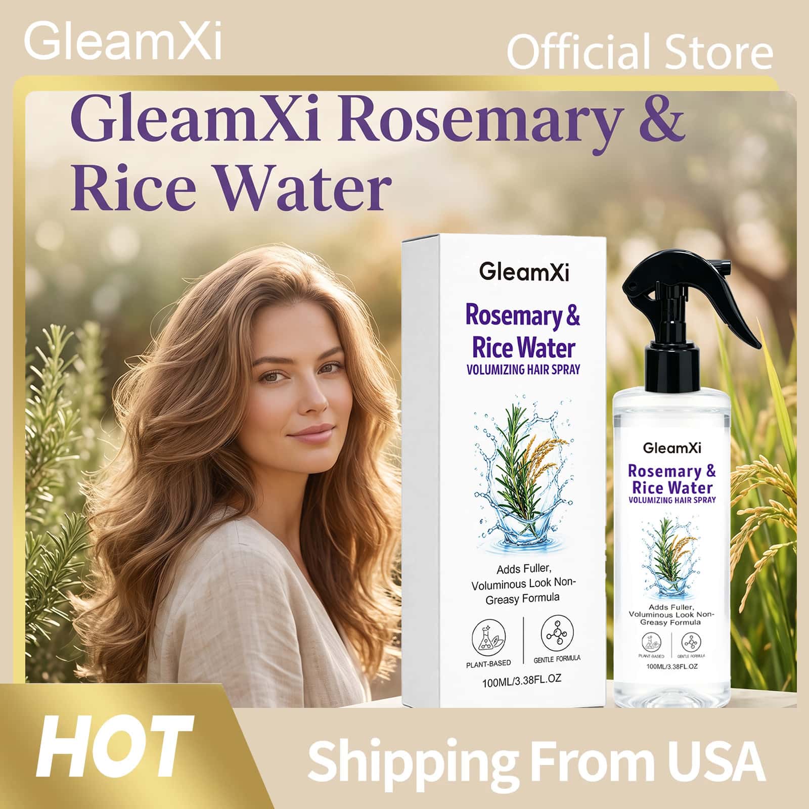 Hair Care With Rice Water - สเปรย์บำรุงผม GleamXi Rosemary Rice Water บำรุงเส้นผมให้แข็งแรง
