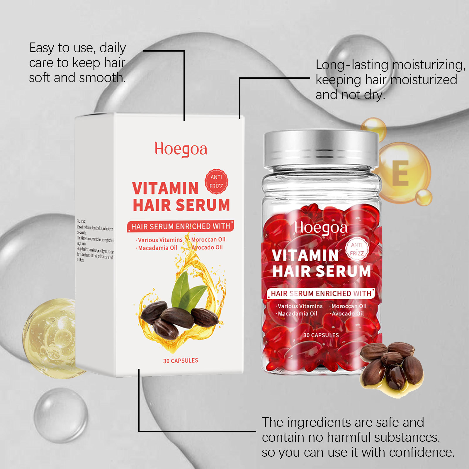 Hair Growth Serum Oil - วิตามินเซรั่มบํารุงเส้นผมแคปซูลเพิ่ม Regrowth Oil-Control ป้องกันผมร่วงหนามากขึ้นนวดหนังศีรษะ Hair Growth